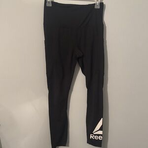 Reebok Kids Black Leggings with White Logo